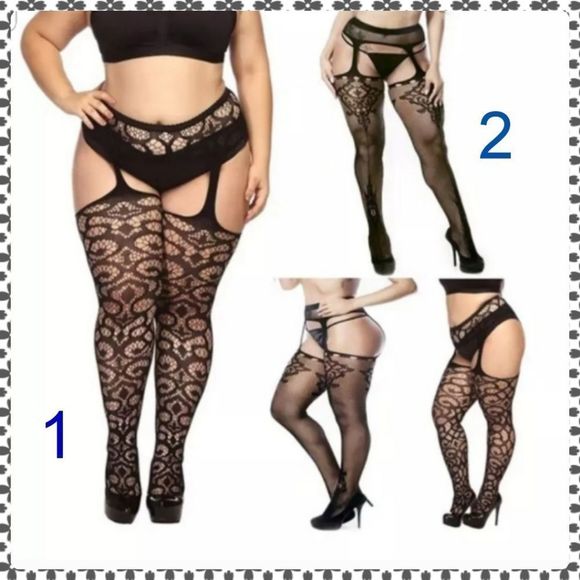 Plus Size Stockings, Fishnet Tights Thigh High Fis - Picture 2 of 2